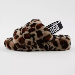 UGG Fluff Yeah Leopard Print Slide Sandals